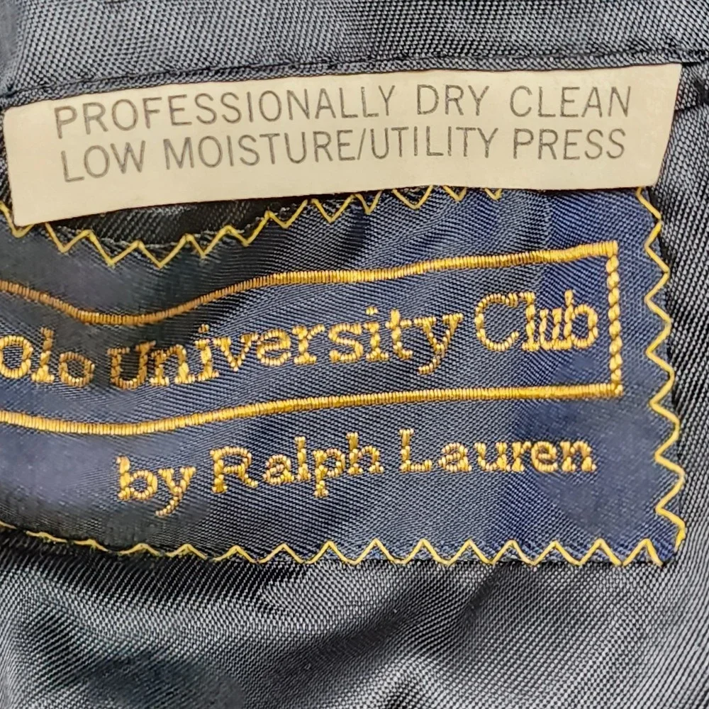 Ralph Lauren Polo University‎ Club Blazer Mens 44R Gray Plaid 100% Wool VINTAGE